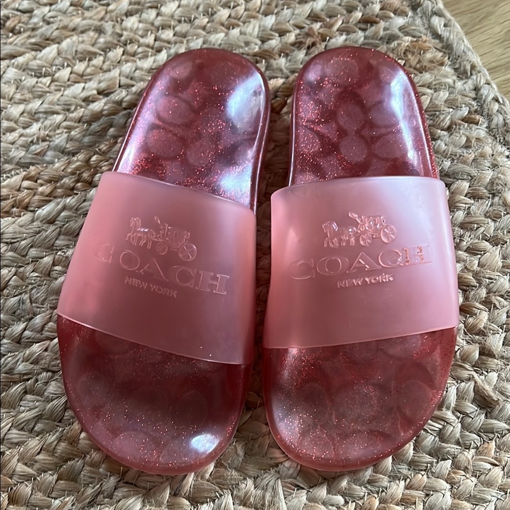 Coach Pink Glitter Slides